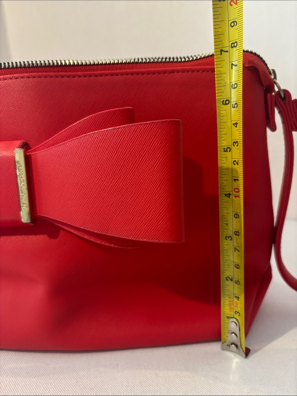Betsy Johnson Red Bow Accent Women's Large Clutch Bag. - Picture 6 of 8